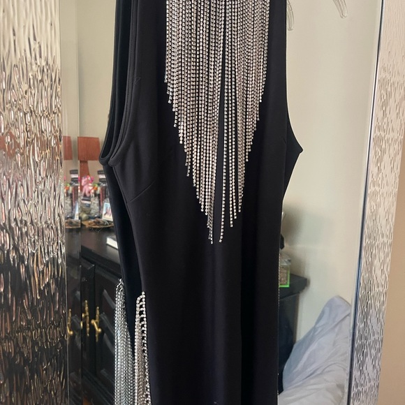 Crystal Fringe Mini Dress-sz Small - Picture 4 of 6